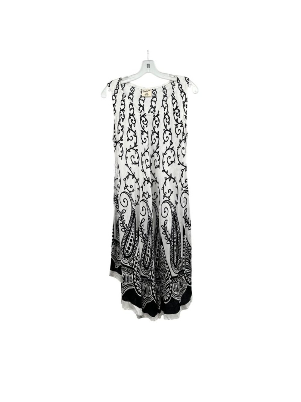 Exist Womens Print Midi Shift Dress Sheer White/Black Sleeveless Size S/M